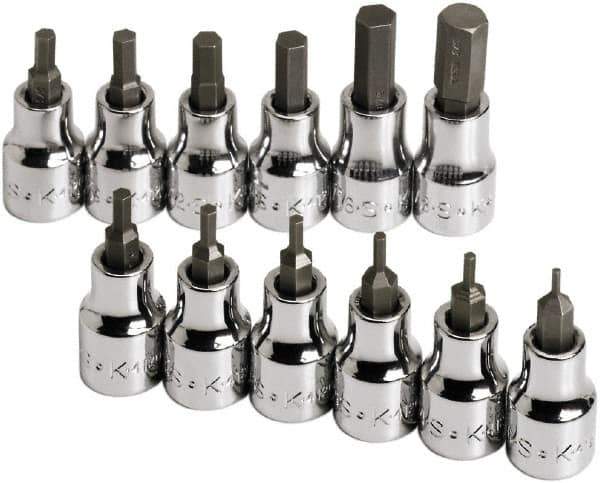 SK - 12 Piece 3/8" Drive Inch Hex Bit Socket Set - 1/16 to 3/8" Hex - Eagle Tool & Supply