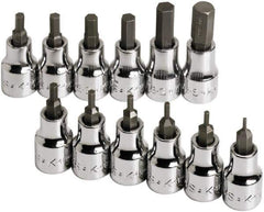 SK - 12 Piece 3/8" Drive Inch Hex Bit Socket Set - 1/16 to 3/8" Hex - Eagle Tool & Supply