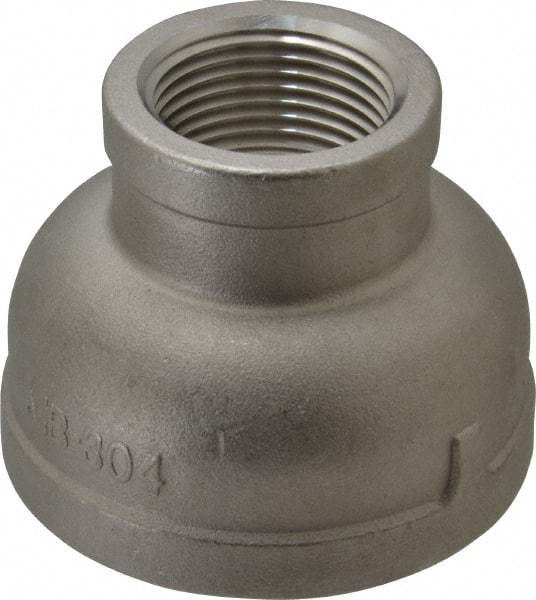 Merit Brass - 2 x 1" Grade 304 Stainless Steel Pipe Reducer Coupling - FNPT x FNPT End Connections, 150 psi - Eagle Tool & Supply