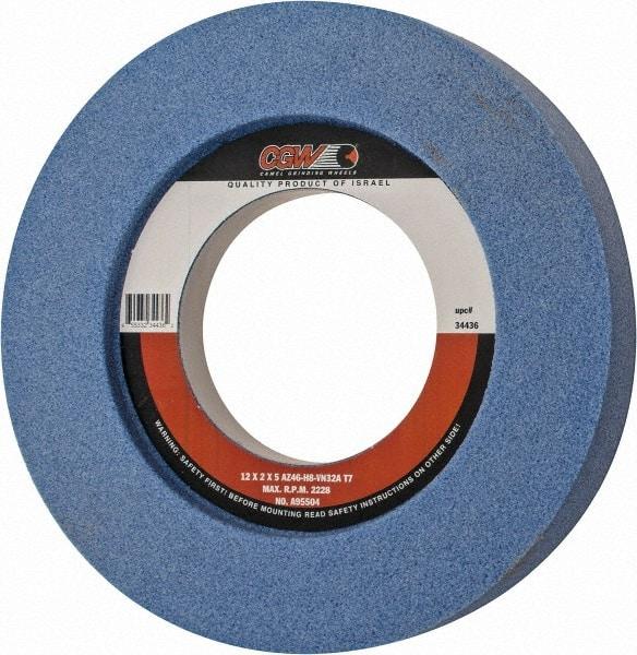 Camel Grinding Wheels - 12" Diam x 5" Hole x 2" Thick, H Hardness, 46 Grit Surface Grinding Wheel - Aluminum Oxide, Type 7, Coarse Grade, 2,228 Max RPM, Vitrified Bond, Two-Side Recess - Eagle Tool & Supply