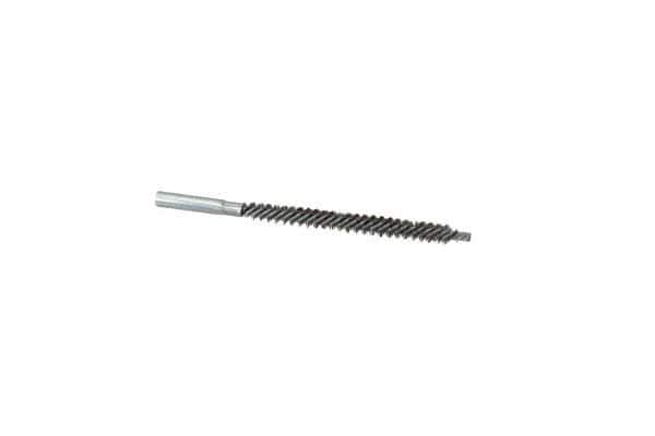 Schaefer Brush - 4" Brush Length, 3/8" Diam, Double Stem, Double Spiral Tube Brush - 6" Long, Stainless Steel, 12-24 Female Connection - Eagle Tool & Supply