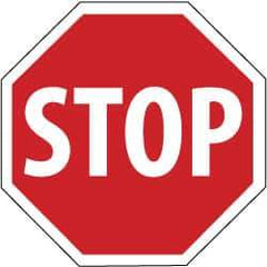 NMC - "Stop", 30" Wide x 30" High, Aluminum Stop & Yield Signs - 0.08" Thick, White on Red, High Intensity Reflectivity, Octagon, Post Mount - Eagle Tool & Supply