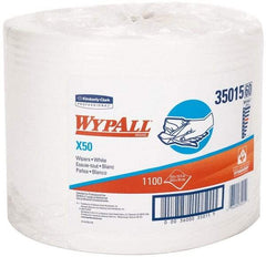 WypAll - X50 Dry Shop Towel/Industrial Wipes - Jumbo Roll, 13-3/8" x 9-3/4" Sheet Size, White - Eagle Tool & Supply