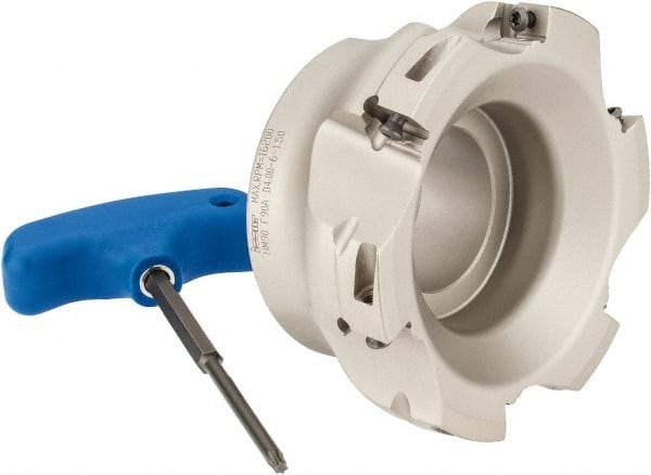 Iscar - 6 Inserts, 4" Cut Diam, 1-1/2" Arbor Diam, 0.56" Max Depth of Cut, Indexable Square-Shoulder Face Mill - 0/90° Lead Angle, 2" High, AD..1505.. & HM90 AD..1505.. Insert Compatibility, Series HM90 - Eagle Tool & Supply