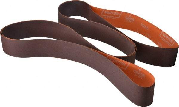 Norton - 2" Wide x 132" OAL, 180 Grit, Aluminum Oxide Abrasive Belt - Aluminum Oxide, Very Fine, Coated, J Weighted Cloth Backing, Series R245 - Eagle Tool & Supply