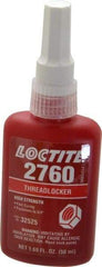 Loctite - 50 mL Bottle, Red, High Strength Liquid Threadlocker - Series 2760, 24 hr Full Cure Time, Hand Tool, Heat Removal - Eagle Tool & Supply