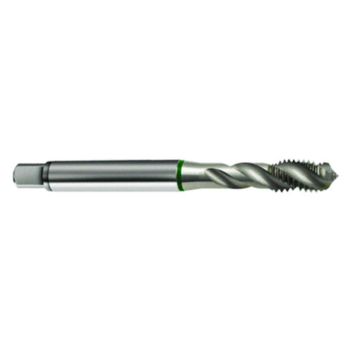 ‎M2.2 × 0.45 3FL 6H Cobalt Spiral Flute Semi-Bott Green Ring Tap-Bright-40 Degree Helix - Eagle Tool & Supply