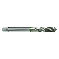 ‎M2.5 × 0.45 3FL 6H Cobalt Spiral Flute Semi-Bott Green Ring Tap-Bright-40 Degree Helix - Eagle Tool & Supply