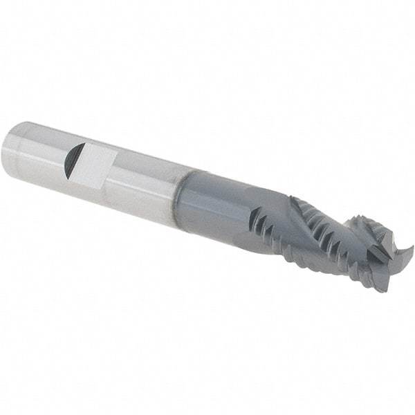 Iscar - 3/8" Diam, Fine Pitch, 3/4" LOC, 3 Flute Solid Carbide 45° Corner Chamfer Roughing End Mill - TiAlN Finish, 3" OAL, 3/8" Shank Diam, Single End, Extended Reach, 38° Helix - Eagle Tool & Supply