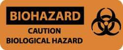 NMC - "Biohazard - Caution - Biological Hazard", 7" Long x 17" Wide, Pressure-Sensitive Vinyl Safety Sign - Rectangle, 0.004" Thick, Use for Hazardous Materials - Eagle Tool & Supply