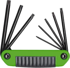 Eklind - 8 Piece T8 to T40 Steel Fold-Up Torx Key Set - T8, T10, T15, T20, T25, T27, T30, T40 Torx Size - Eagle Tool & Supply