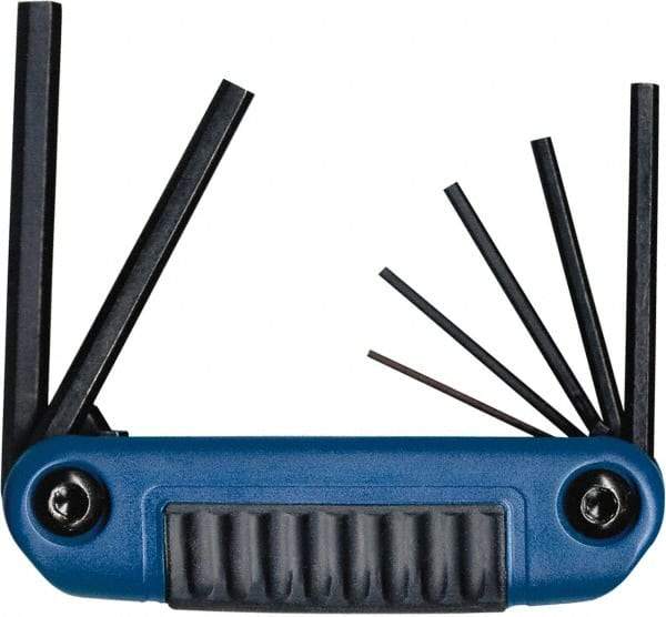 Eklind - 7 Piece Fold-Up Hex Key Set - Hex Range 1.5 to 6mm, 5" OAL, Chrome Alloy Steel - Eagle Tool & Supply