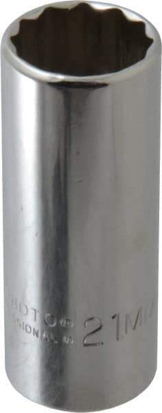 Proto - 3/8" Drive, Deep Hand Socket - 12 Points, 2-3/4" OAL, Chrome Vanadium, Chrome Finish - Eagle Tool & Supply