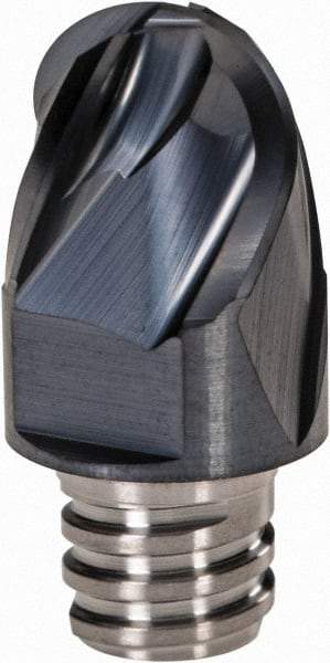 Iscar - MM EB Grade IC908 Carbide Ball Nose Milling Tip Insert - TiAlN Finish, 4 Flutes, 1/2" Cutting Diam, 3/8" Depth of Cut, 0.65" Extension, 1/4" Cnr Rad, 30° Helix - Eagle Tool & Supply