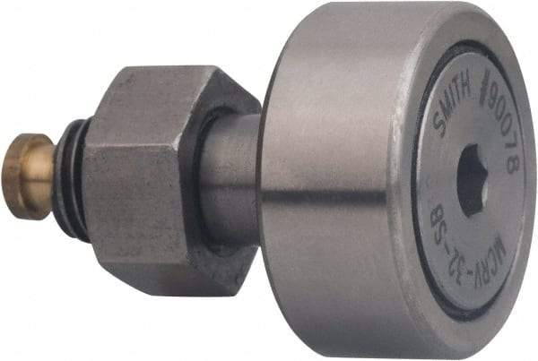 Accurate Bushing - 90mm Roller Diam x 35mm Width, 30mm Stud Diam x 63mm Length, Sealed Stud Cam Follower with Hex - Carbon Steel, 32mm Thread Length, M30x1.5 Thread, 100mm OAL, 45,000 N Dynamic Cap, 85,000 N Static Cap - Eagle Tool & Supply