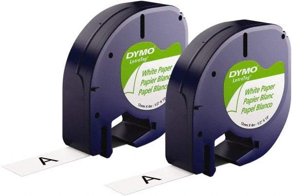 Dymo - 1/2" Wide x 156" Long, Black on White Paper Label Printer Cartridge - For DYMO Letratag Printers - Eagle Tool & Supply