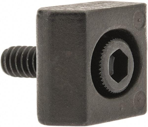 Mitee-Bite - 4-40 Screw Thread, 3/8" Wide x 0.075" High, Serrated Steel Standard Style Screw Mount Toe Clamp - 650 Lb Holding Force, 16" Lb Torque, 1.33 Lb Ft Torque, 0.26" Long Extension, 0.0075" Throw, 8 Clamps in Package - Eagle Tool & Supply