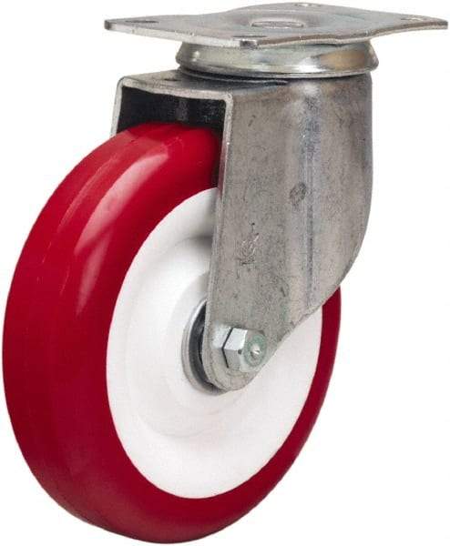 Hamilton - 5" Diam x 1-3/8" Wide x 6-1/16" OAH Top Plate Mount Swivel Caster - Polyurethane Mold on Polypropylene, 325 Lb Capacity, Sealed Precision Ball Bearing, 2-1/2 x 3-3/4" Plate - Eagle Tool & Supply