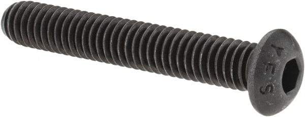 Value Collection - 5/16-18 UNC Hex Socket Drive, Button Screw - Alloy Steel, Black Oxide Finish, Fully Threaded, 2" Length Under Head - Eagle Tool & Supply