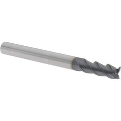 Iscar - 0.188", 1/2" LOC, 3/16" Shank Diam, 2" OAL, 3 Flute, Solid Carbide Square End Mill - Single End, TiAlN Finish, Spiral Flute, 45° Helix, Centercutting, Right Hand Cut, Right Hand Flute - Eagle Tool & Supply