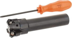 Kennametal - 45° Lead Angle, 39.93mm Max Cut Diam, 1-1/4" Min Cut Diam, 3.23mm Max Depth of Cut, Indexable Chamfer and Angle End Mill - 4 Inserts, HNGJ 0604ANENLD Insert Style, 132.08mm Overall Length, Through Coolant, Straight Shank - Eagle Tool & Supply
