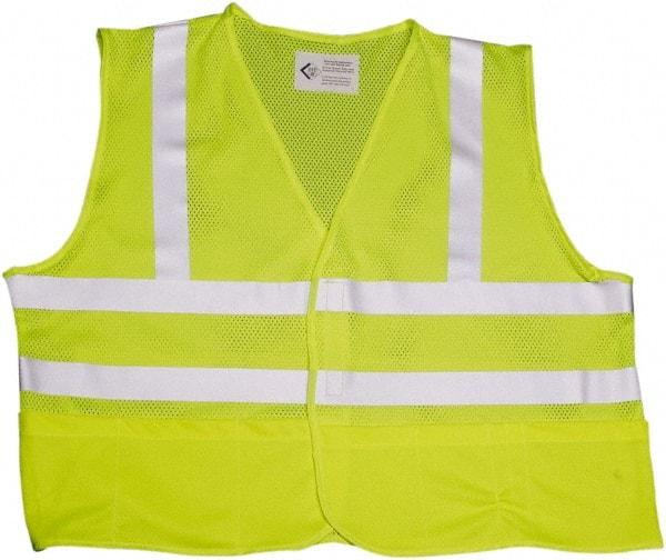 Ability One - High Visibility Vest - CL2 YLW/LIME/SLVR LRG FRONT CLOSE SAFETY VEST - Eagle Tool & Supply