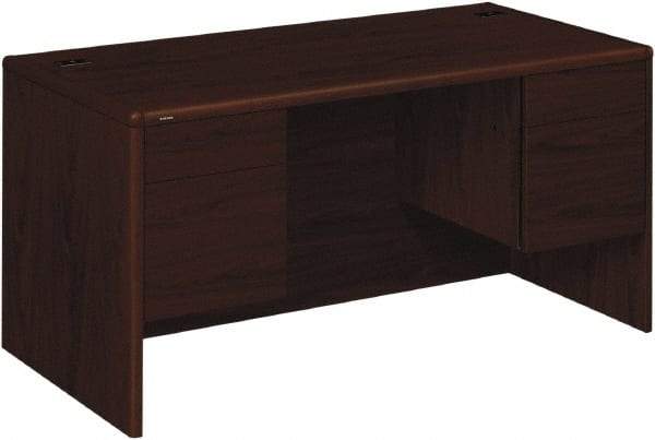 Hon - High Pressure Laminate Double Pedestal Desk - 60" Wide x 30" Deep x 29-1/2" High, Mahogany - Eagle Tool & Supply