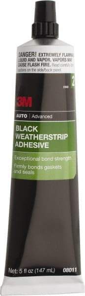 3M - 5 oz Tube Black Weatherstrip Adhesive - Series 08011, 24 hr Working Time, 24 hr Full Cure Time, Bonds to Rubber - Eagle Tool & Supply