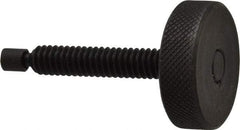 Gibraltar - 1/4-20 Knurled Shoulderless Swivel Pad Tip Steel Thumb Screw - 1-13/16" OAL, 1" Head Diam x 5/16" Head Height, Black Oxide Finish - Eagle Tool & Supply