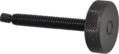 Gibraltar - 1/4-20 Knurled Shoulderless Swivel Pad Tip Steel Thumb Screw - 2-5/16" OAL, 1" Head Diam x 5/16" Head Height, Black Oxide Finish - Eagle Tool & Supply