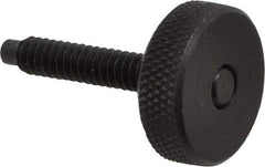 Gibraltar - #10-24 Knurled Shoulderless Dog Point Tip Grade 12L14 Steel Thumb Screw - 1-1/4" OAL, 3/4" Head Diam x 1/4" Head Height, Black Oxide Finish - Eagle Tool & Supply
