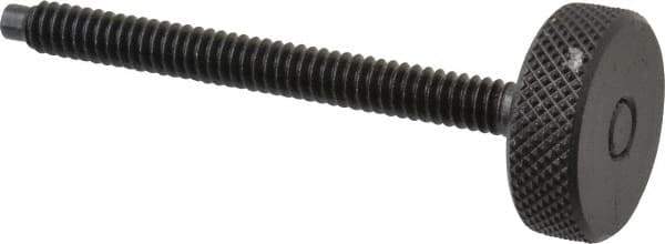 Gibraltar - #10-24 Knurled Shoulderless Dog Point Tip Grade 12L14 Steel Thumb Screw - 2-1/4" OAL, 3/4" Head Diam x 1/4" Head Height, Black Oxide Finish - Eagle Tool & Supply