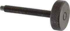 Gibraltar - #10-32 Knurled Shoulderless Dog Point Tip Grade 12L14 Steel Thumb Screw - 1-3/4" OAL, 3/4" Head Diam x 1/4" Head Height, Black Oxide Finish - Eagle Tool & Supply
