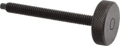 Gibraltar - 1/4-20 Knurled Shoulderless Dog Point Tip Grade 12L14 Steel Thumb Screw - 2-13/16" OAL, 1" Head Diam x 5/16" Head Height, Black Oxide Finish - Eagle Tool & Supply