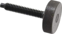 Gibraltar - 1/4-20 Knurled Shoulderless Dog Point Tip Grade 12L14 Steel Thumb Screw - 1-13/16" OAL, 1" Head Diam x 5/16" Head Height, Black Oxide Finish - Eagle Tool & Supply
