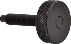 Gibraltar - 5/16-18 Knurled Shoulderless Dog Point Tip Grade 12L14 Steel Thumb Screw - 1-7/8" OAL, 1-1/8" Head Diam x 3/8" Head Height, Black Oxide Finish - Eagle Tool & Supply