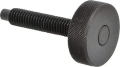 Gibraltar - 3/8-16 Knurled Shoulderless Dog Point Tip Grade 12L14 Steel Thumb Screw - 2-1/2" OAL, 1-1/4" Head Diam x 7/16" Head Height, Black Oxide Finish - Eagle Tool & Supply