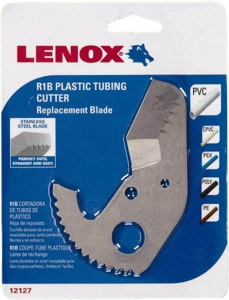 Lenox - Cutter Replacement Blade - Use with Lenox: 12123R1, Cuts PVC, CPVC, Pex, Polyethylene and Rubber Hose - Eagle Tool & Supply