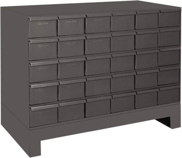 Durham - 30 Drawer, Small Parts Steel Storage Cabinet - 11-3/4" Deep x 34" Wide x 26-7/8" High - Eagle Tool & Supply