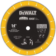 DeWALT - 14" Diam, 1" Arbor Hole Diam, 20 Tooth Wet & Dry Cut Saw Blade - Diamond-Tipped, Standard Round Arbor - Eagle Tool & Supply