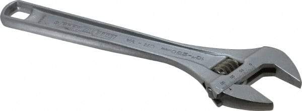 Channellock - 1-3/8" Jaw Capacity, 10" Standard Adjustable Wrench - Chrome Vanadium Steel, Chrome Finish - Eagle Tool & Supply