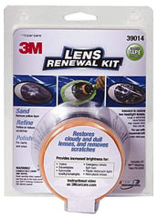 3M - 4 Piece Automotive Headlight Lens Restoration System Kit - Masking Tape, Sanding Discs, Polishing Pad, Compound - Eagle Tool & Supply