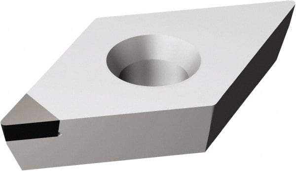 Sandvik Coromant - DCMW32.51 FP Grade CD05 Polycrystalline Diamond (PCD) Turning Insert - Uncoated, 55° Diamond, 3/8" Inscr Circle, 5/32" Thick, 1/64" Corner Radius - Eagle Tool & Supply