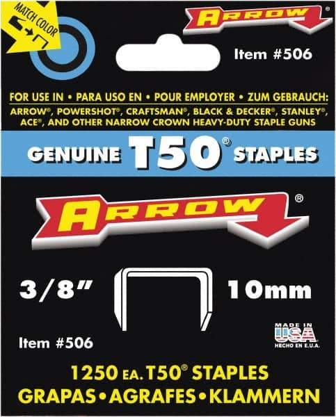 Arrow - 3/8" Wide High Carbon Steel Heavy-Duty Staples - 3/8" Leg Length - Eagle Tool & Supply