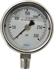 Wika - 2-1/2" Dial, 1/4 Thread, 0-300 Scale Range, Pressure Gauge - Lower Connection Mount, Accurate to 2-1-2% of Scale - Eagle Tool & Supply