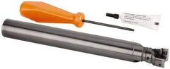 Kennametal - 26mm Cut Diam, 28mm Max Depth of Cut, 25mm Shank Diam, 220mm OAL, Indexable Square Shoulder Helical End Mill - GOMT 13T3.., JOMT 13T3.. Inserts, Cylindrical Shank, 0° Lead Angle, Series KDMR - Eagle Tool & Supply