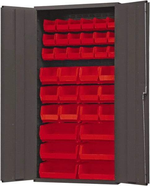 Durham - 36 Bin Storage Cabinet - Steel, 36" Wide x 18" Deep x 72" High, Red - Eagle Tool & Supply