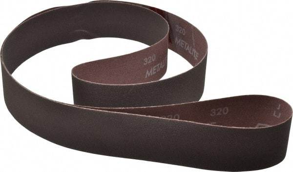 Norton - 2" Wide x 72" OAL, 320 Grit, Aluminum Oxide Abrasive Belt - Aluminum Oxide, Extra Fine, Coated, X Weighted Cloth Backing, Series R228 - Eagle Tool & Supply