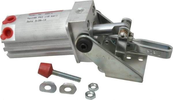 De-Sta-Co - 200 Lb Inner Hold Capacity, Horiz Mount, Air Power Hold-Down Toggle Clamp - 1/8 NPT Port, 145 Max psi, 102° Bar Opening, 26.92mm Height Under Bar - Eagle Tool & Supply