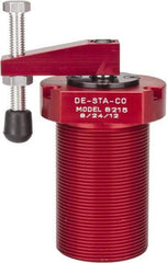 De-Sta-Co - 90 Lb Clamping Force, Right Hand Swing, 21.5mm Total Stroke, Single-Acting Pneumatic Swing Clamp - 1/8 NPT Port, 85.3mm Body Length x 76.2mm Body Width, 2.01 Cu In (Clamp), 2.26 Cu In (Unclamp), 130 Max psi - Eagle Tool & Supply